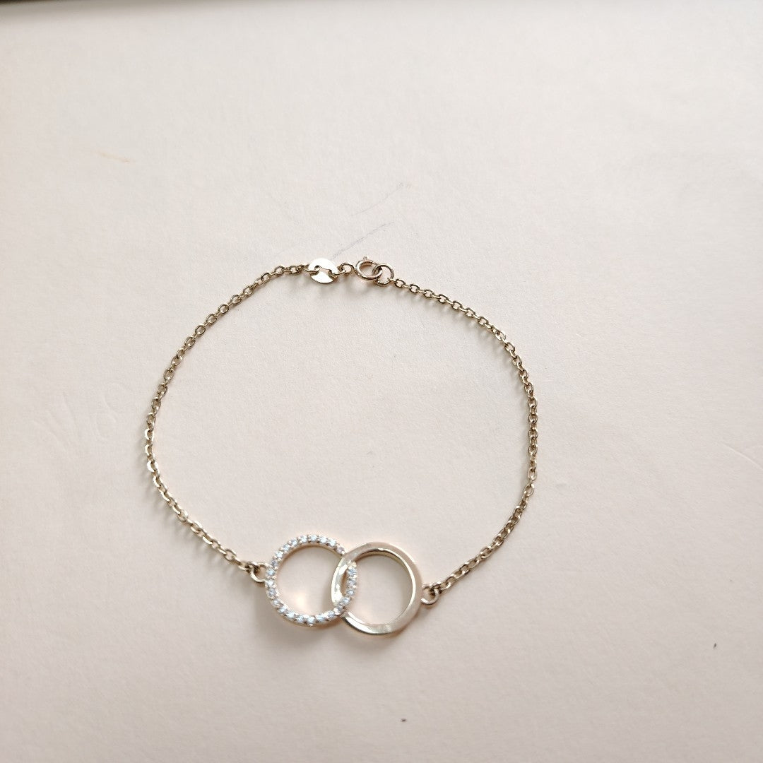 PULSERA TEJIDO ESPECIAL FIG AROS UNIDOS C CIRCS 14K 18 CM 2.1 GR (NUEVO)
