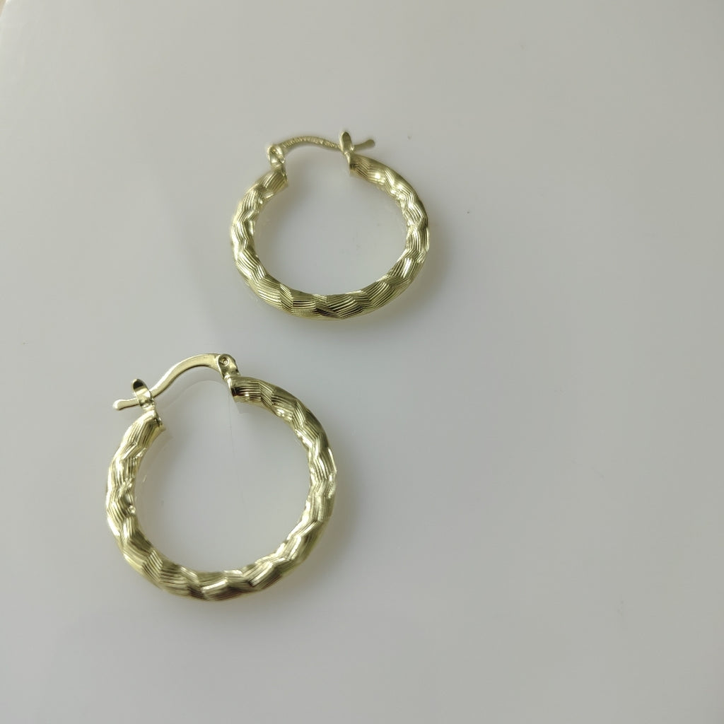 ARETES TEJIDO ARRACADA LABRADA 14K 2.7 GR (NUEVO)