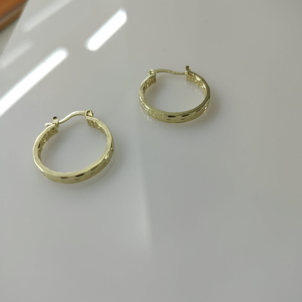 ARETES TEJIDO ARRACADAS TIPO GRECAS 14K 2 GR (NUEVO)