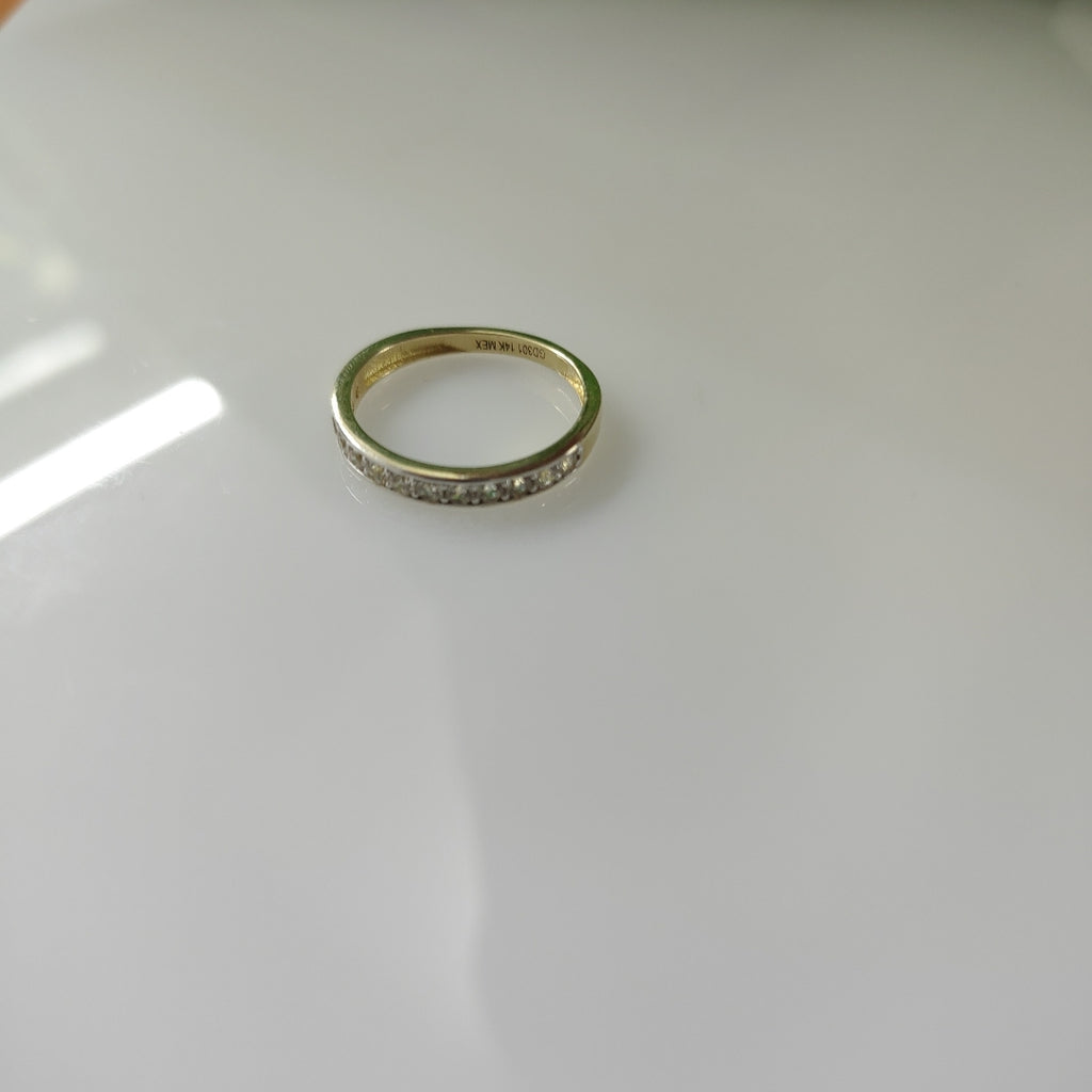 ANILLO ANILLITO C CIRCONIAS 14K 7 TALLA 2 GR (NUEVO)