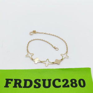 PULSERA TEJIDO ESP CON TREBOL 14K 18 CM 1.6 GR (NUEVO)