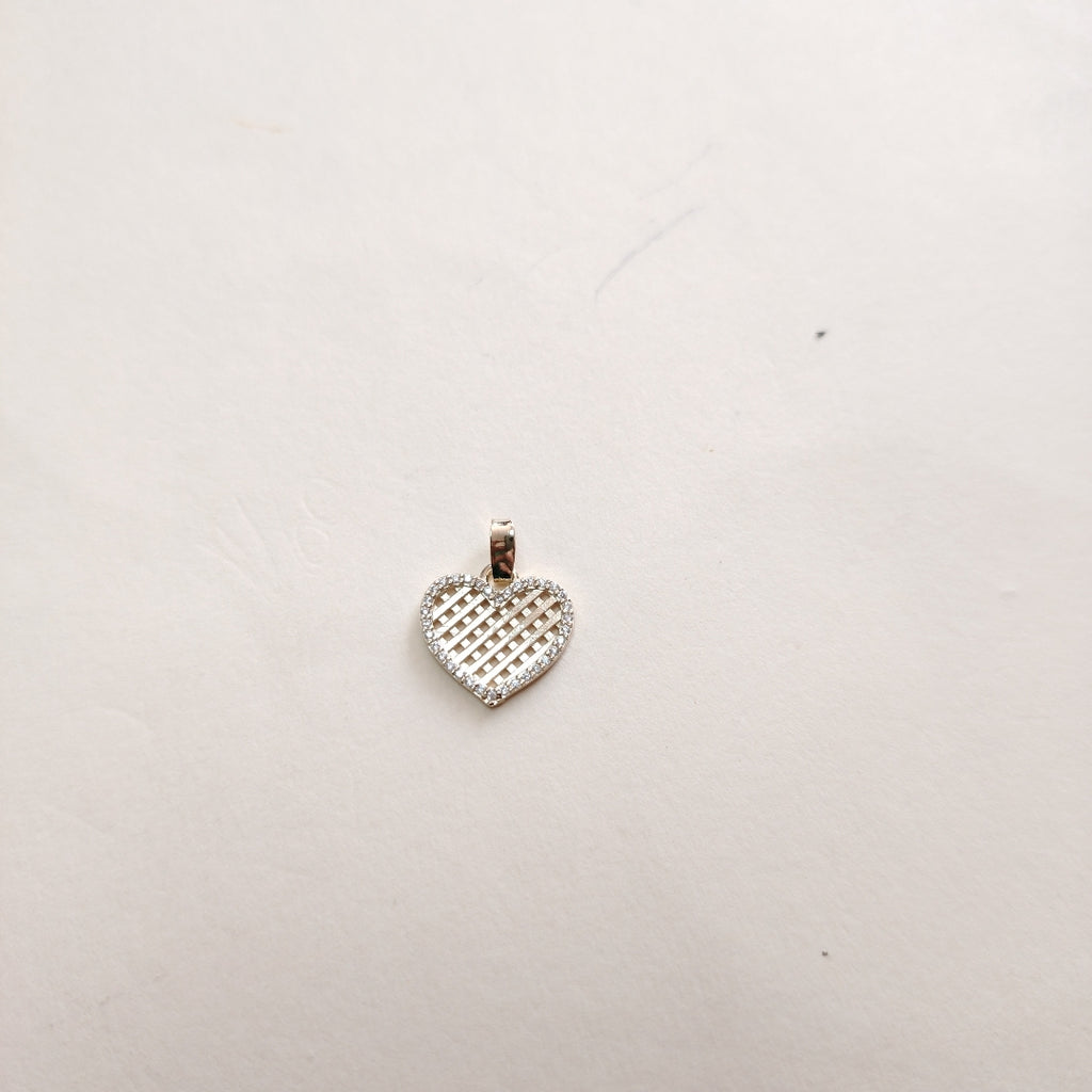 DIJE TEJIDO CORAZON CON CERCO DE CIRCONIAS 14K 1.2 GR (NUEVO)