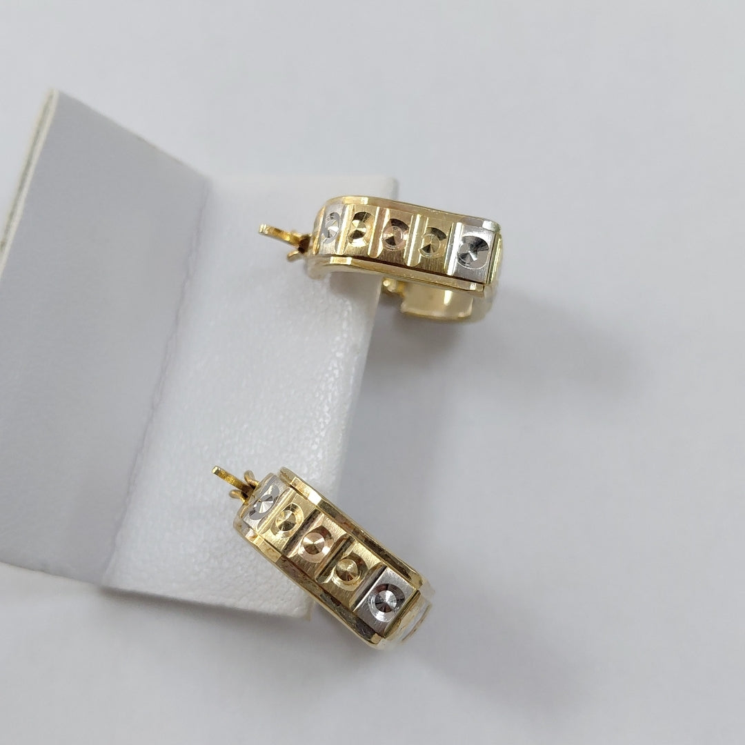 ARETES PAR ORO, ORO COMBINADO 14 K 1.9 GRMS (SEMINUEVO)