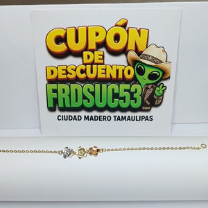 PULSERA TEJIDO ESPECIAL FIG FLORES 14K 18 CM 2.1 GR (NUEVO)