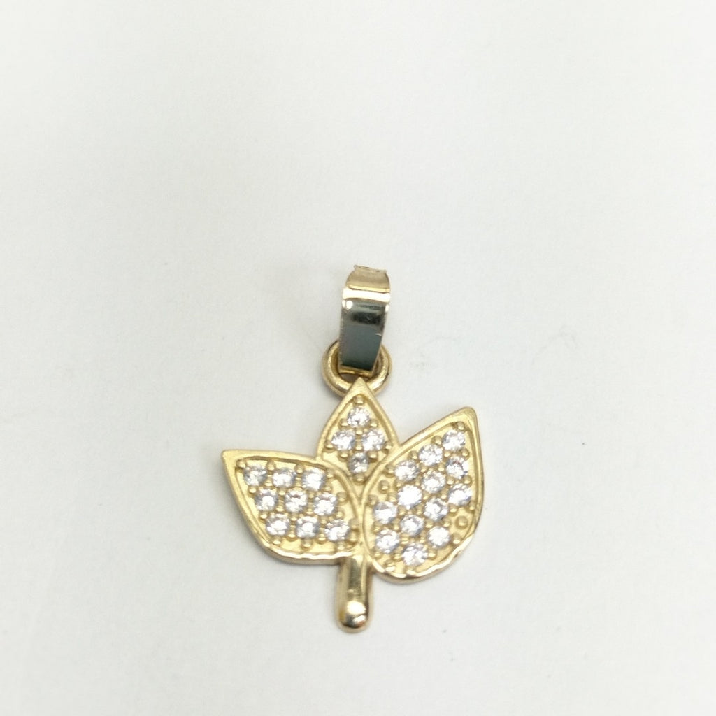 DIJE TEJIDO HOJAS CON CIRCONIAS 14K 1 GR (NUEVO)