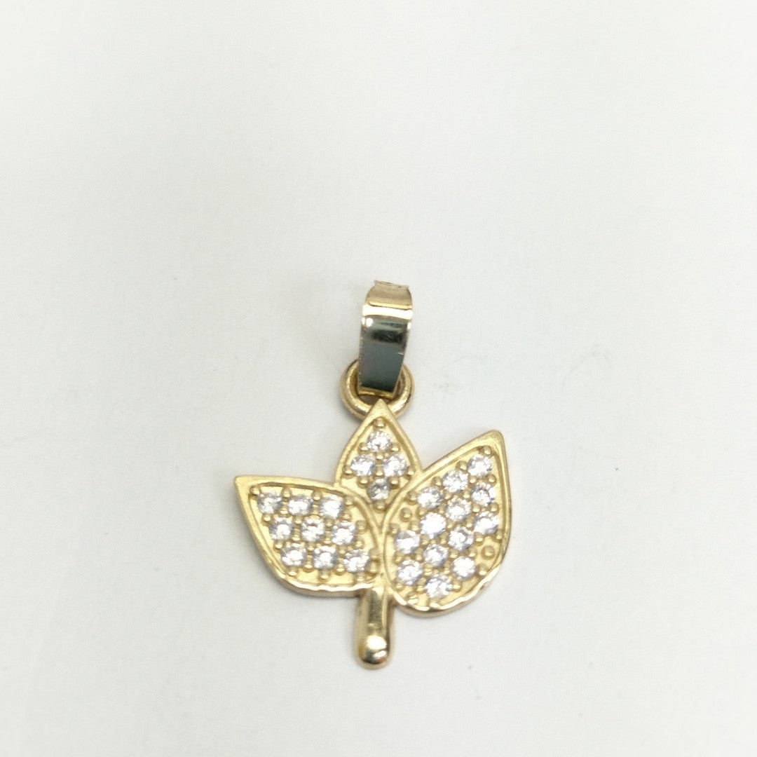 DIJE TEJIDO HOJAS CON CIRCONIAS 14K 1 GR (NUEVO)
