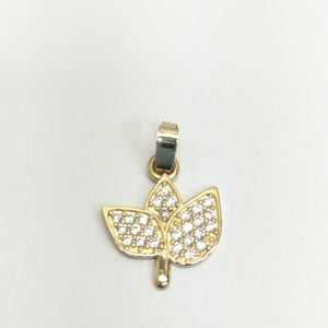 DIJE TEJIDO HOJAS CON CIRCONIAS 14K 1 GR (NUEVO)