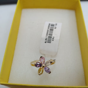 ANILLOS FLOR CON PIEDRAS DE COLOR 14K TALLA 7 1.4 GR (NUEVO)
