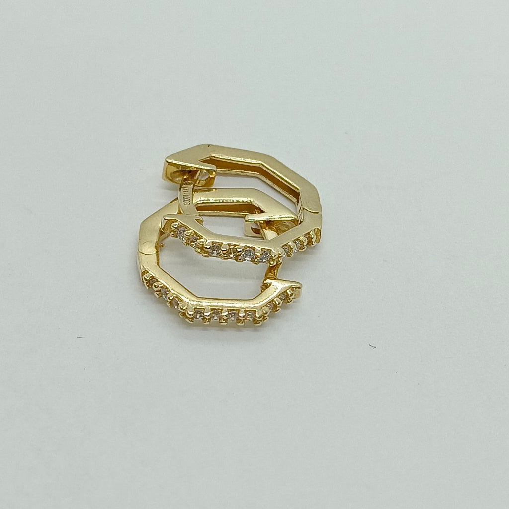 ARETES HUGIES C CIRCONIAS 14K 1.5 GR (NUEVO)