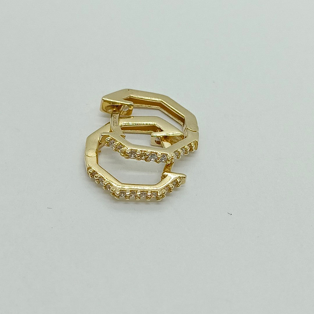 ARETES HUGIES C CIRCONIAS 14K 1.5 GR (NUEVO)