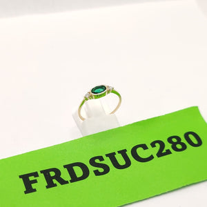 ANILLOS TEJIDO ANILLITO C CIRCONIAS Y PIEDRA VERDE 14K 7 1.2 GR (NUEVO)