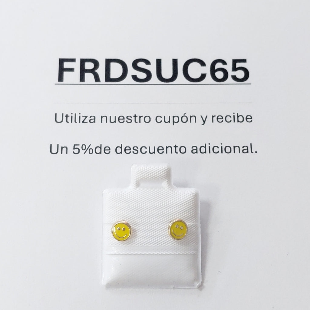 BROQUELES BROQUEL FIG SONRISA ESMALTE AMARILLO 14K 0.2074 GR (NUEVO)