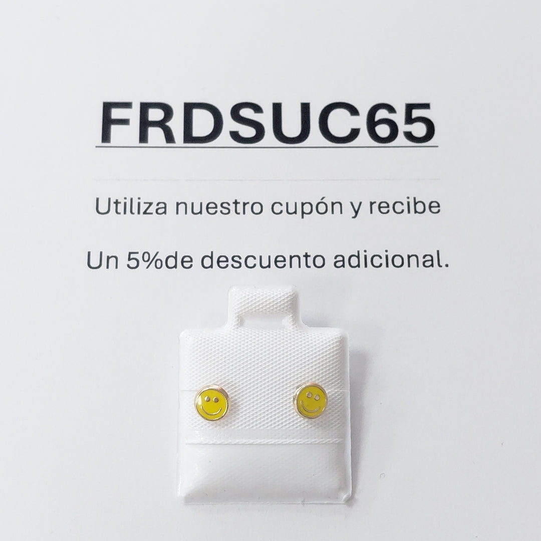 BROQUELES BROQUEL FIG SONRISA ESMALTE AMARILLO 14K 0.2074 GR (NUEVO)