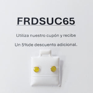BROQUELES BROQUEL FIG SONRISA ESMALTE AMARILLO 14K 0.2074 GR (NUEVO)