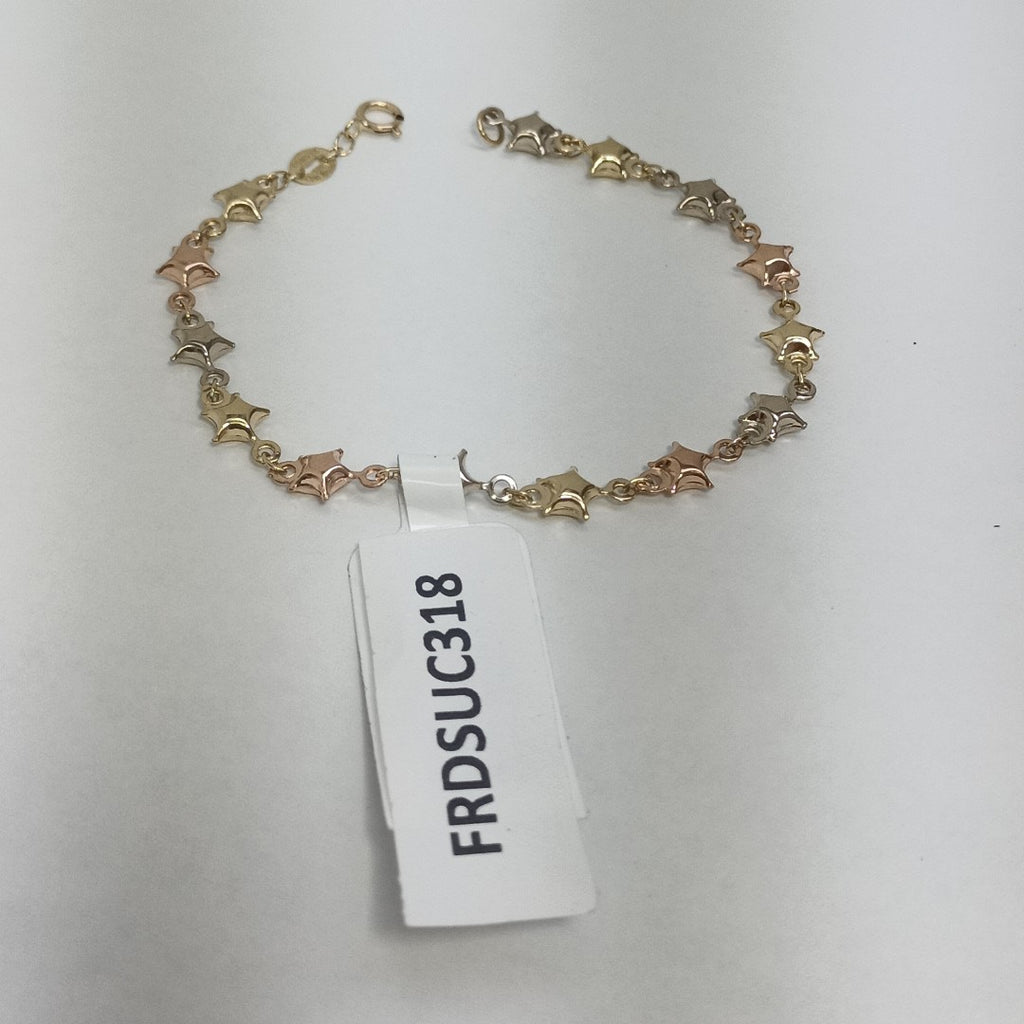 PULSERA TEJIDO ESPECIAL ESTRELLAS COMBINADAS 14K 18 CM 2.2 GR (NUEVO)