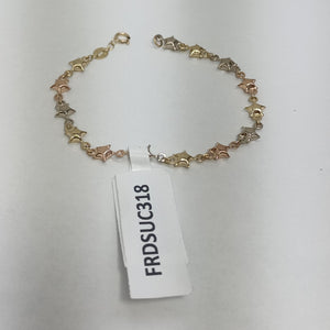 PULSERA TEJIDO ESPECIAL ESTRELLAS COMBINADAS 14K 18 CM 2.2 GR (NUEVO)