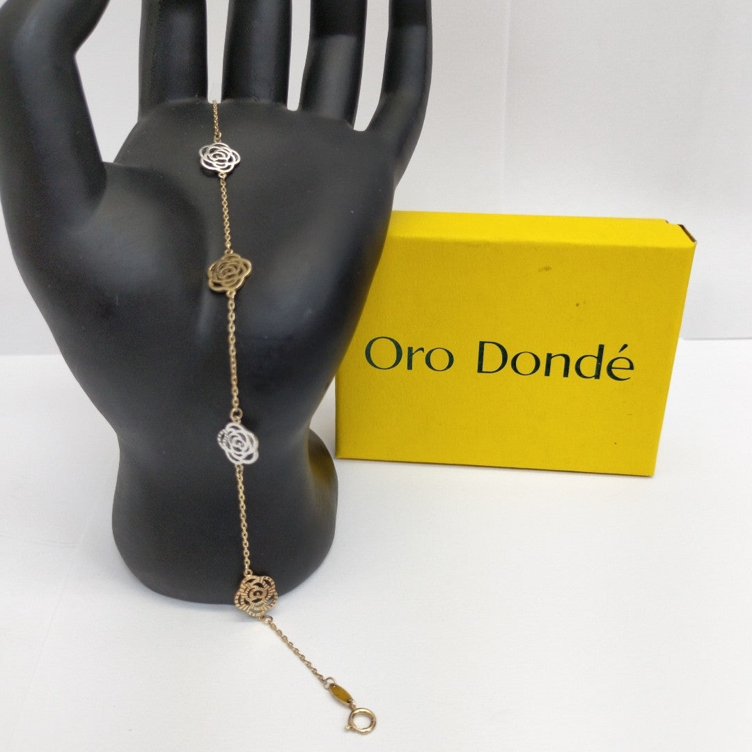 PULSERAS TEJIDO ESPECIAL C/DIJE ORO 10K 18 CM 1.7 GR (NUEVO)
