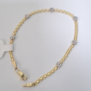 PULSERA ESPECIAL C FLORES 14K 18 CM 3 GR (NUEVO)