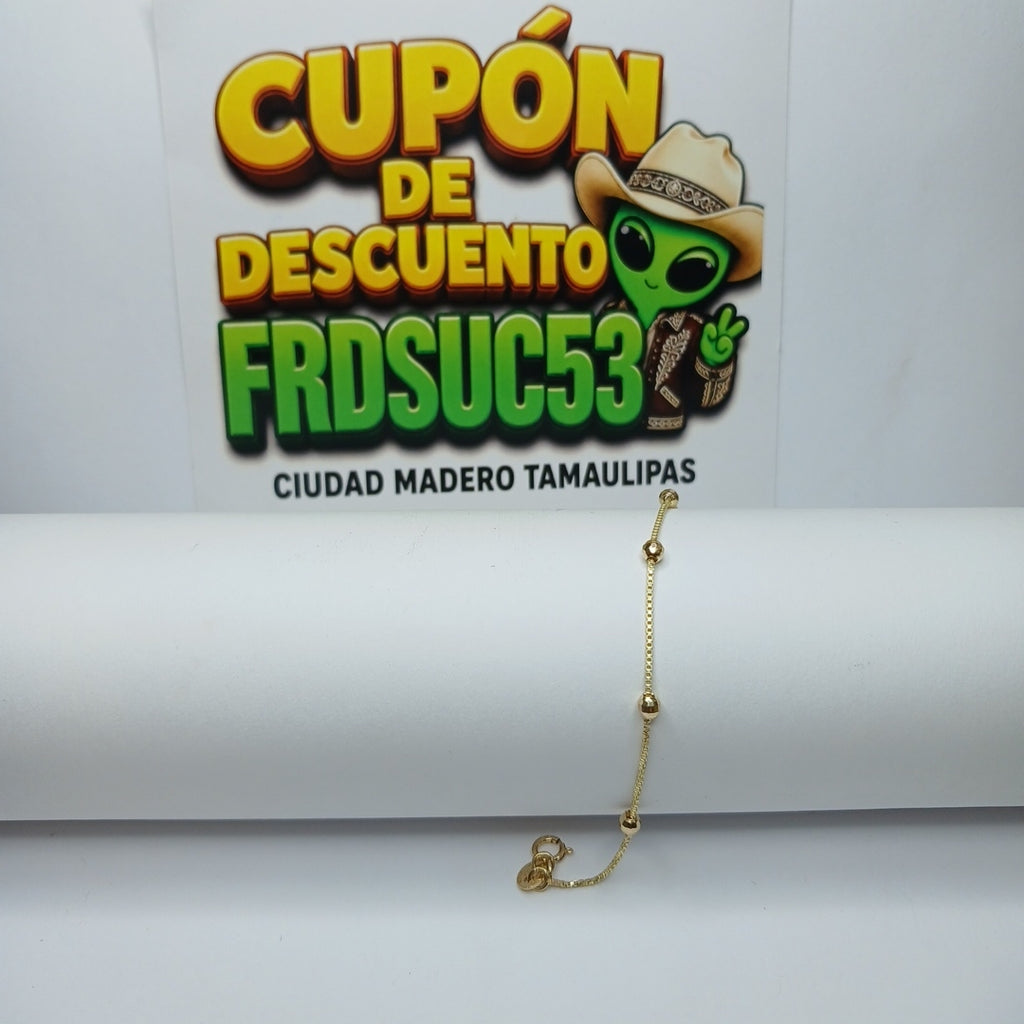 PULSERA ESPECIAL CON BOLITAS 14K 18 CM 1.5 GR (NUEVO)