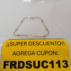 PULSERA TEJIDO ESPECIAL CON FLOR 14K 18 CM 1.6 GR (NUEVO)