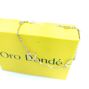 PULSERA ESPECIAL CON CORAZONES CONBINADOS 14K 18 CM 1.7 GR (NUEVO)