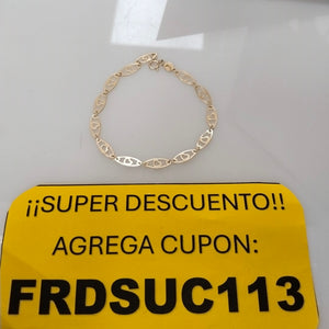 PULSERA TEJIDO ESPECIAL CON CORAZON 14K 18 CM 1.3 GR (NUEVO)