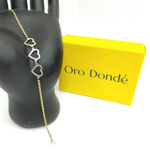 PULSERA ESPECIAL CON CORAZONES 14K 18 CM 1.4 GR (NUEVO)