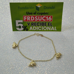 PULSERA ESPECIAL CON DIJES ELEFANTES 10K 18 CM 2.1 GR (NUEVO)