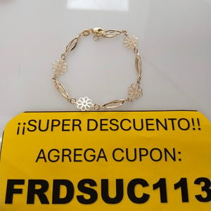 PULSERA ESPECIAL CON FLORES 14K 18 CM 2.6 GR (NUEVO)