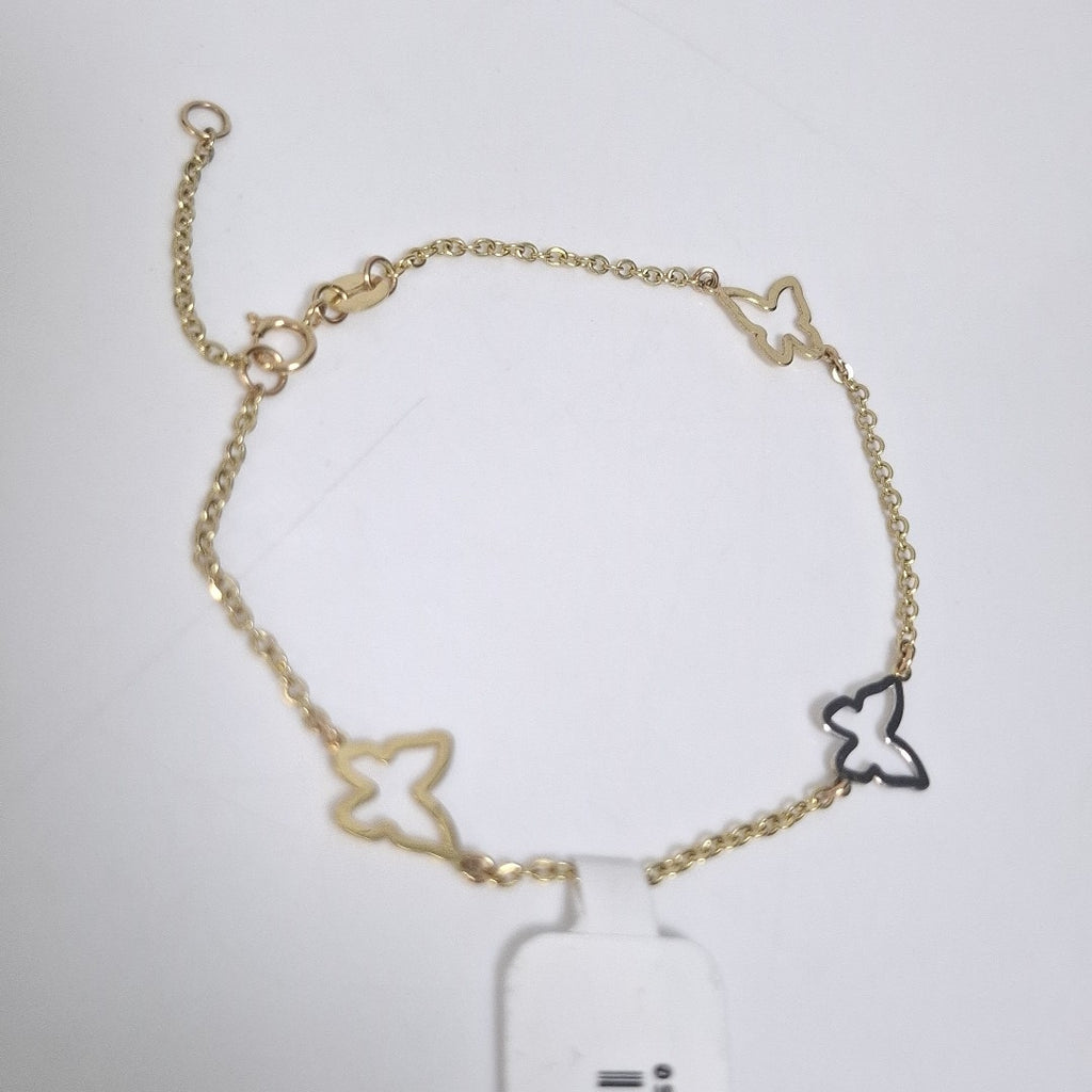 PULSERA ESPECIAL C MARIPOSAS 14K 18 CM 1.7 GR (NUEVO)