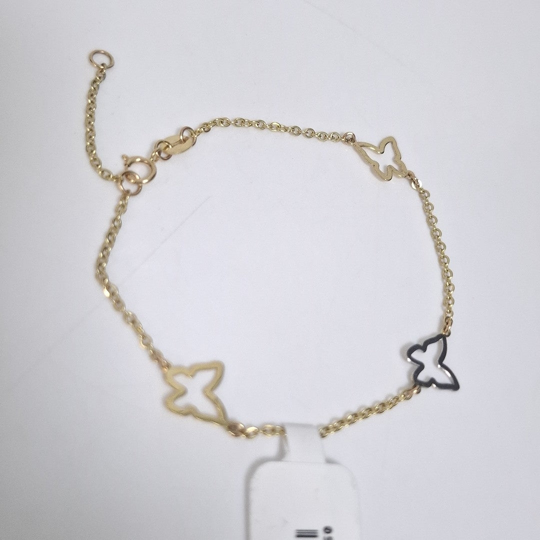 PULSERA ESPECIAL C MARIPOSAS 14K 18 CM 1.7 GR (NUEVO)