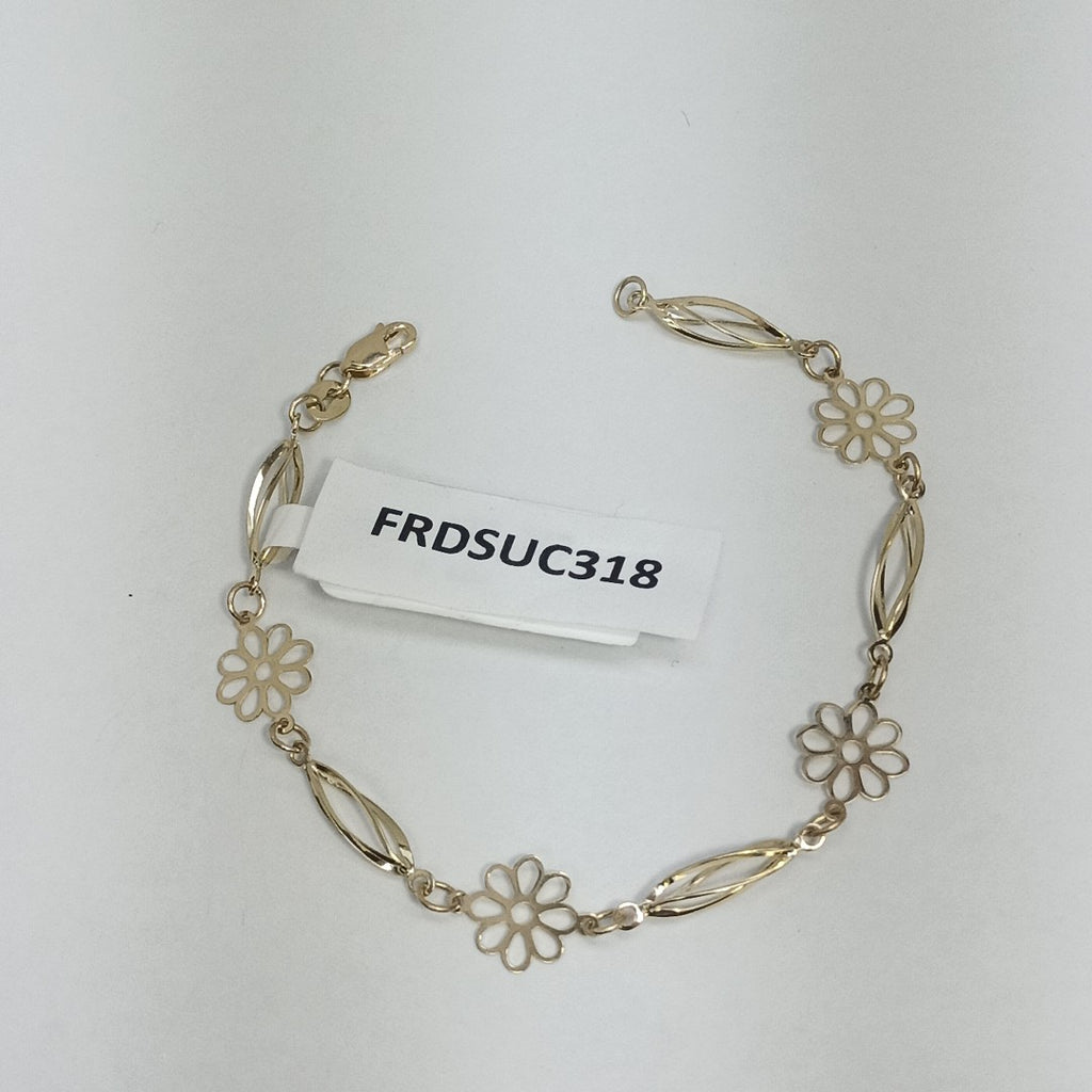 PULSERA ESPECIAL CON FLORES 14K 18 CM 2.6 GR (NUEVO)