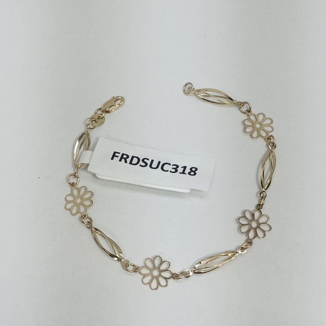 PULSERA ESPECIAL CON FLORES 14K 18 CM 2.6 GR (NUEVO)