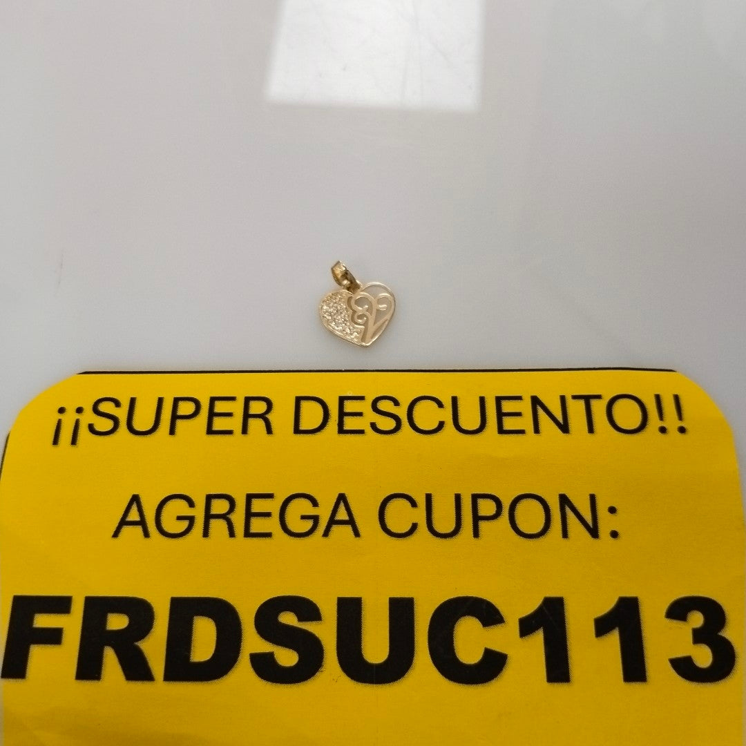 DIJE TEJIDO CORAZON CON CIRCONIAS Y ARBOL DE LA VIDA 14K 0.8 GR (NUEVO)