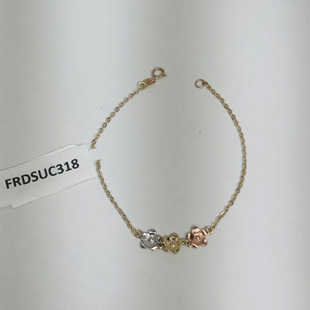 PULSERA TEJIDO ESPECIAL FIG FLORES 14K 18 CM 2 GR (NUEVO)
