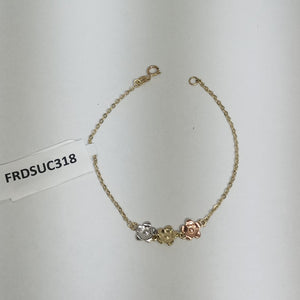 PULSERA TEJIDO ESPECIAL FIG FLORES 14K 18 CM 2 GR (NUEVO)