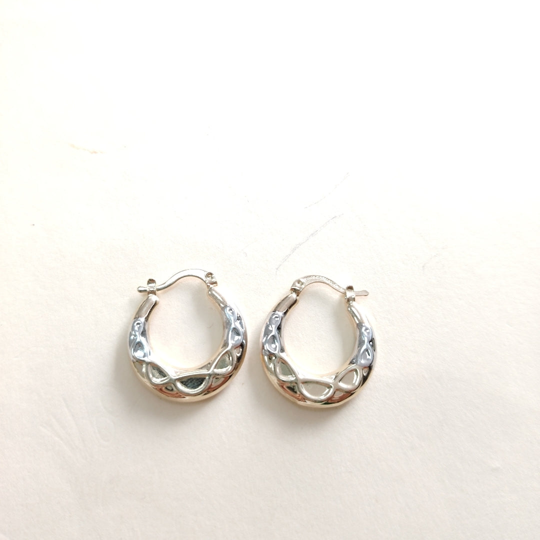 ARETES ARRACADAS COMBINADAS CON INFINITO 14K 2.2 GR (NUEVO)