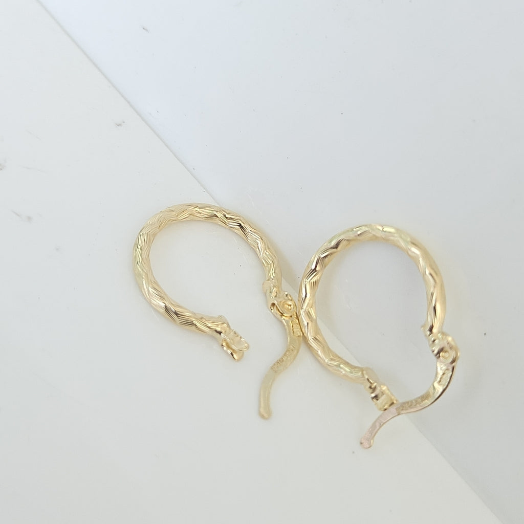 ARETES ARRACADAS TRENZADAS 14K 18 1.6 GR (NUEVO)