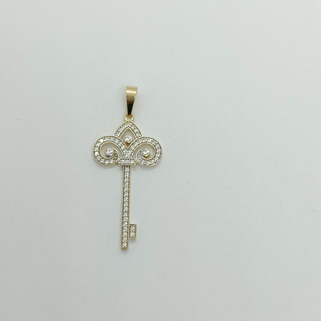 DIJE LLAVE C CIRCONIAS 14K 1.6 GR (NUEVO)