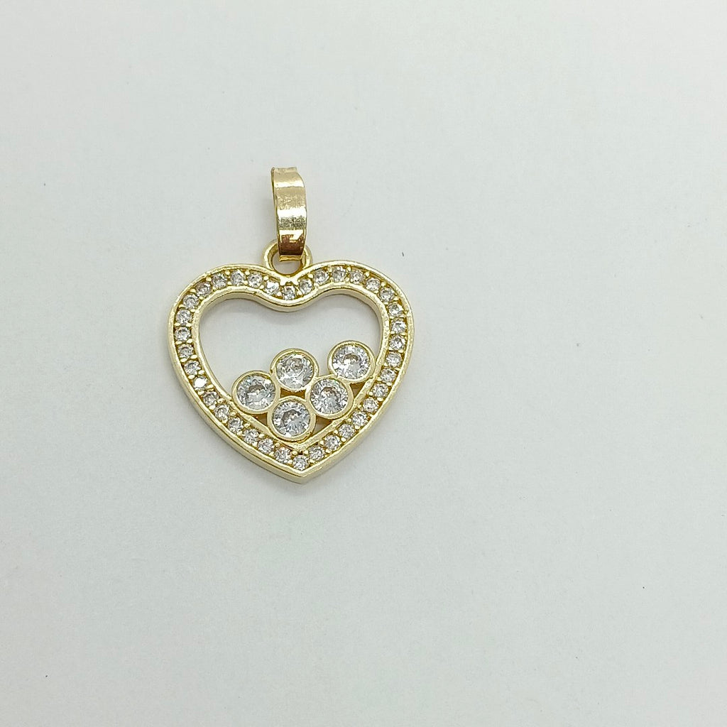 DIJE CORAZON CON CIRCONIAS 14K 1.7 GR (NUEVO)