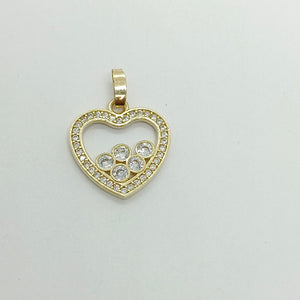 DIJE CORAZON CON CIRCONIAS 14K 1.7 GR (NUEVO)