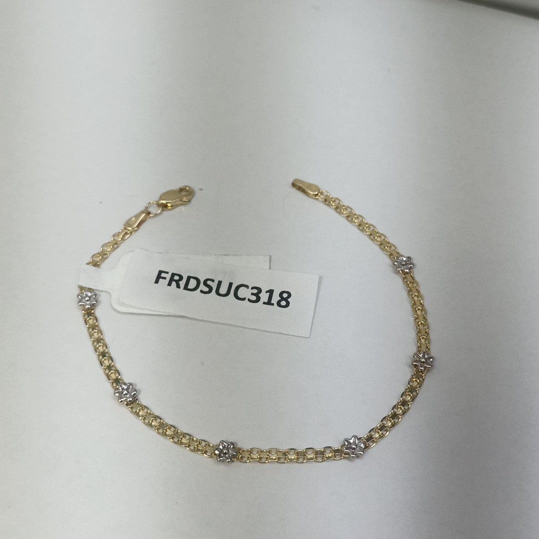 PULSERA ESPECIAL C FLORES 14K 18 CM 3 GR (NUEVO)