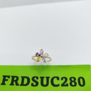ANILLOS FLOR CON PIEDRAS DE COLOR 14K TALLA 7 1.5 GR (NUEVO)