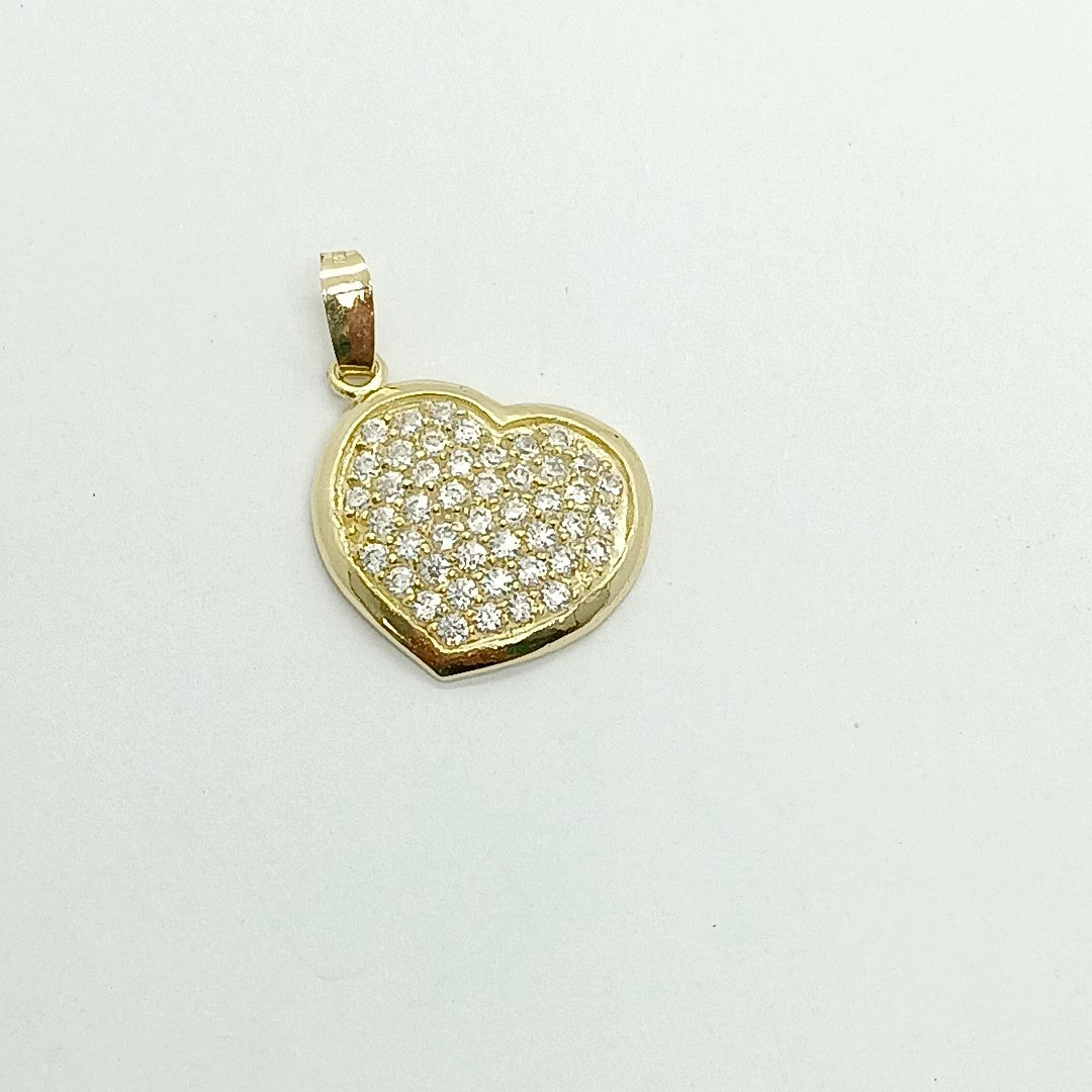 DIJE TEJIDO CORAZON CON CIRCONIAS 14K 1.7 GR (NUEVO)