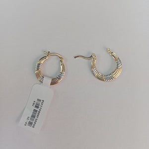 ARETES TEJIDO ARRACADAS COMBINADAS HUECAS 14K 1.9 GR (NUEVO)