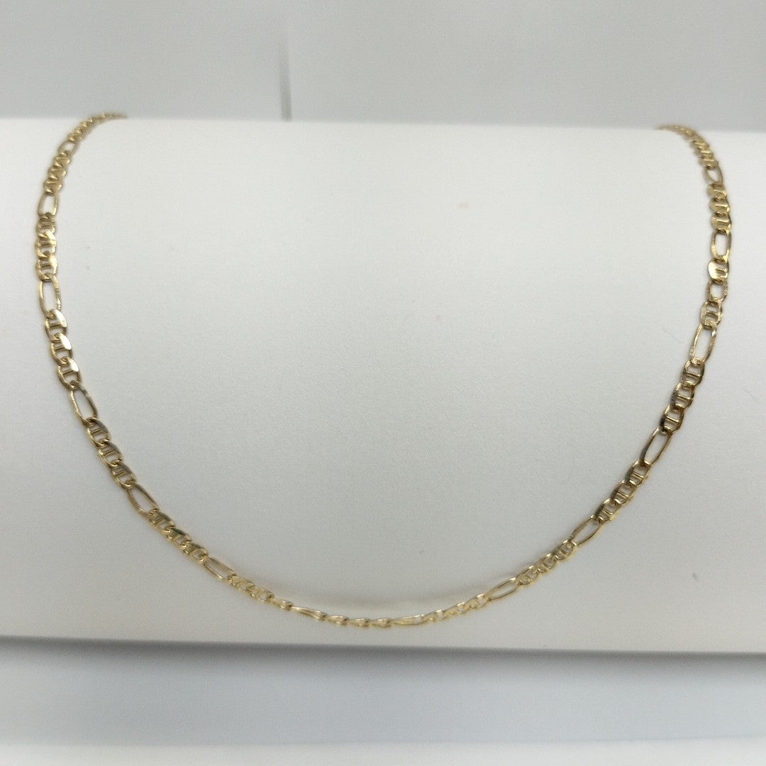 CADENAS TEJIDO FIGARO GUCHI ORO 10K 55 CM 5 GR (NUEVO)