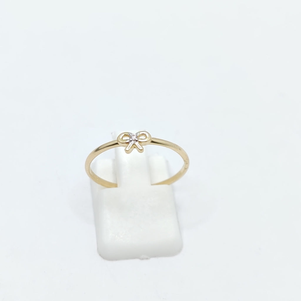 ANILLO ANILLITO FIG MOÑO C CIRCONIAS 14K 7 TALLA 0.9 GR (NUEVO)