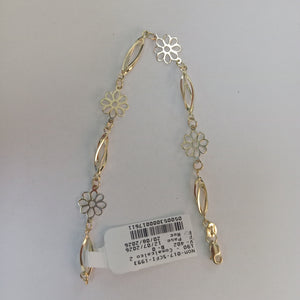PULSERA ESPECIAL CON FLORES 14K 18 CM 2.7 GR (NUEVO)