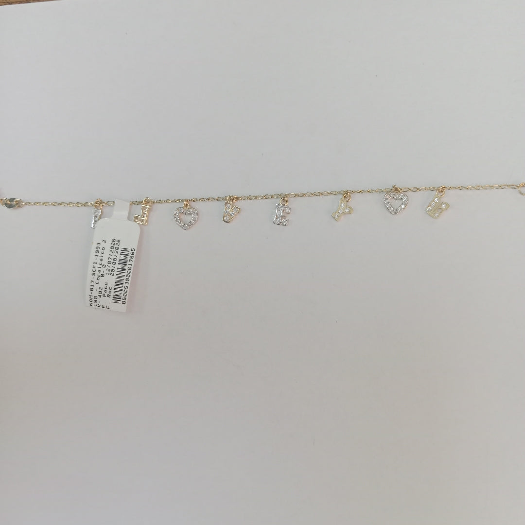 PULSERA ESPECIAL CON DIJES Y CIRCONIAS 14K 18 CM 3.3 GR (NUEVO)