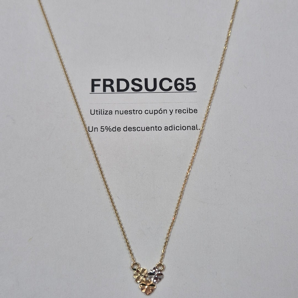 CADENA TEJIDO GARGANTILLA ESPECIAL C FLORES 14K 45 CM 3 GR (NUEVO)